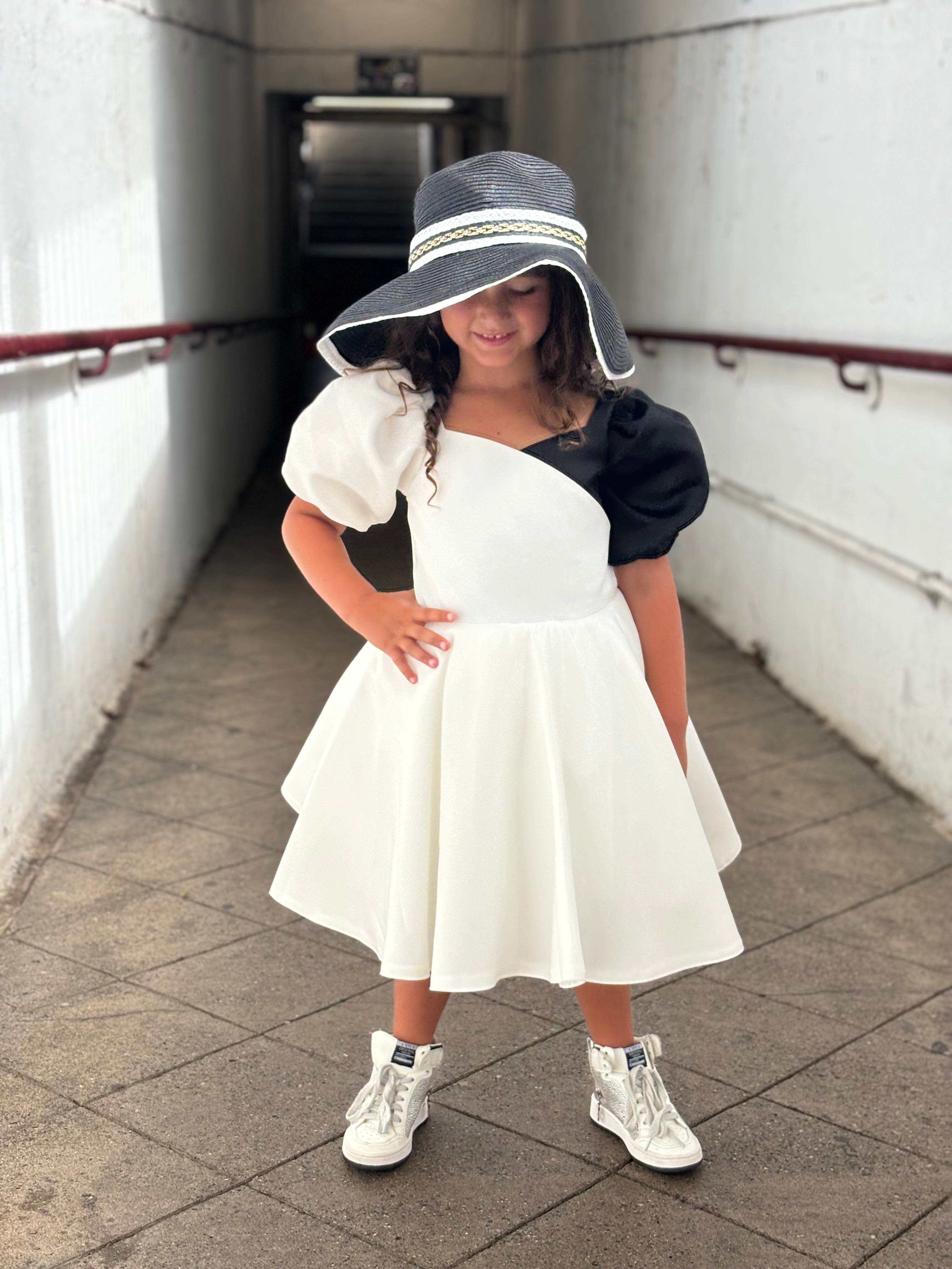 White and Black Shimmer Dress