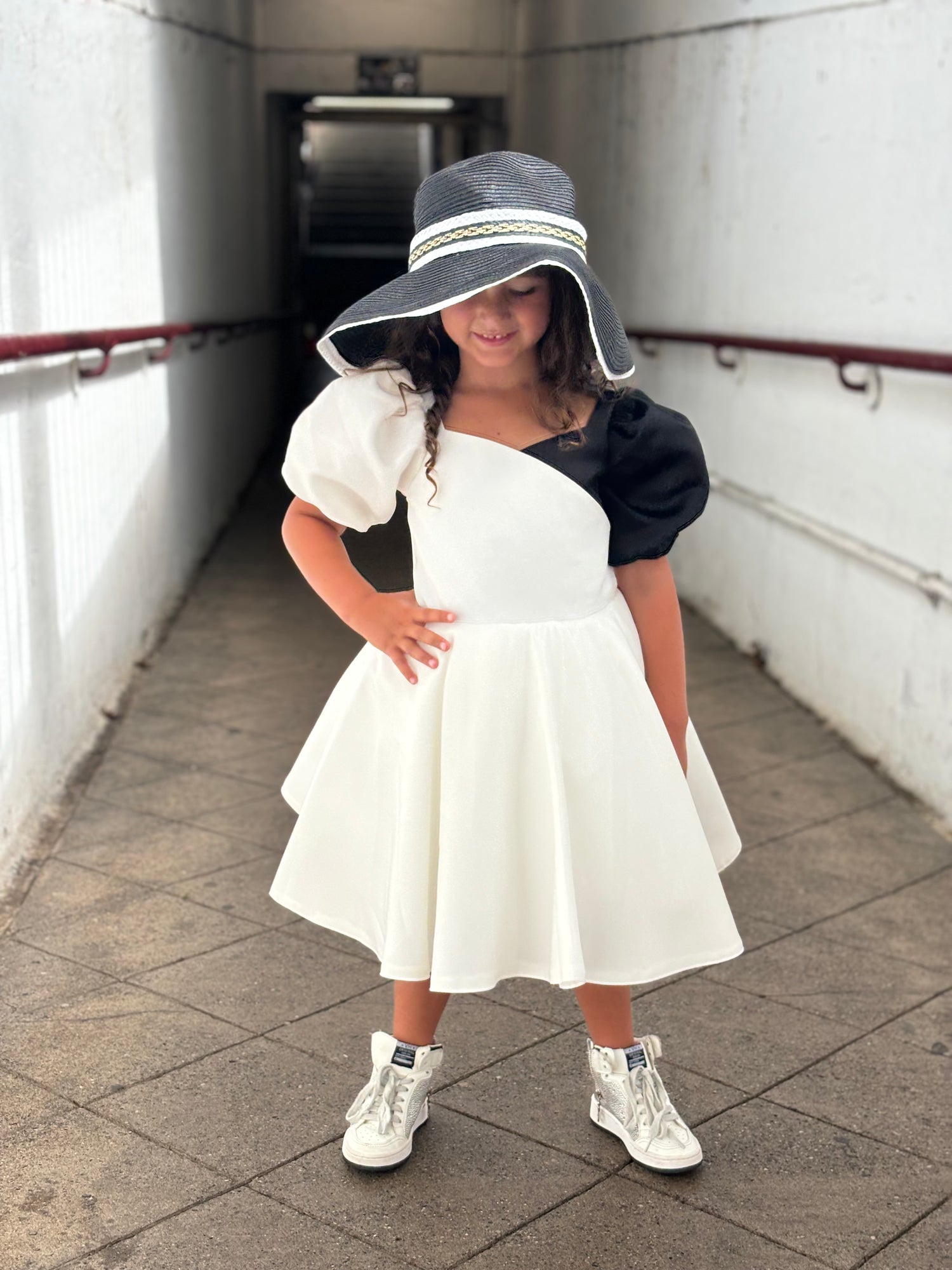 White and Black Shimmer Dress